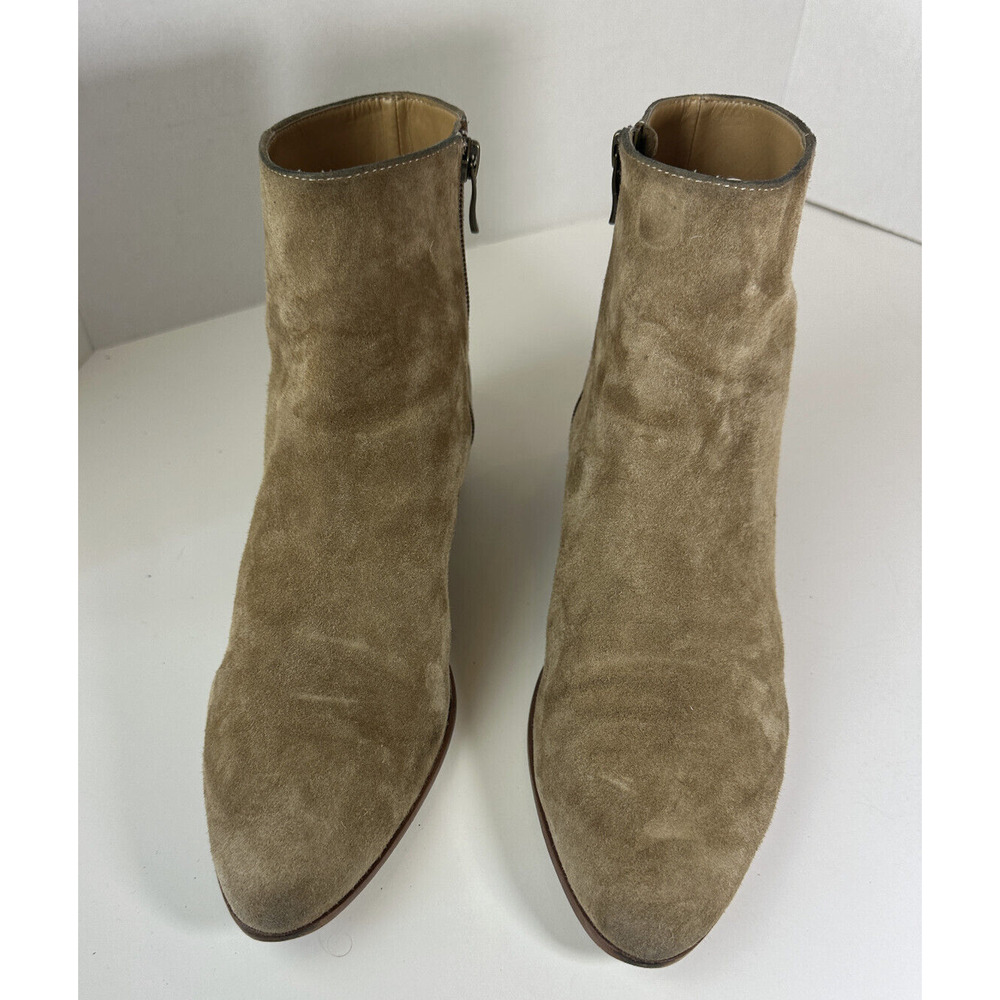 J. Crew Walker Suede Tan Booties Side Zip Ankle Boots AA520 Women's Shoe Size 10 - Picture 2 of 11